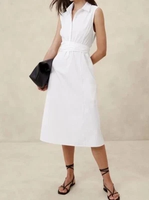 Новый с Ярлыками Banana Republic женщин крест надежном рубашка миди платье белый хлопок опрятный размер S - Изображение 1 из 4