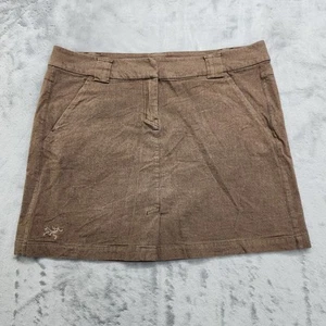 Arc’teryx Reia Skirt Womens 14 Brown Wool Blend Trim Fit Mini Front Slit Lined - Picture 1 of 12