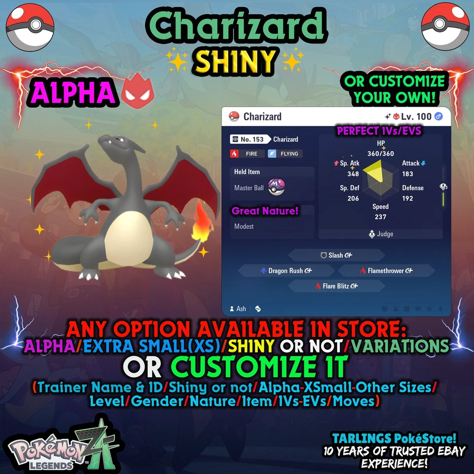 Pokemon Legends ZA 🐉 Charizard - SHINY/NON/ALPHAS/XS/BUNDLES ✨ OR CUSTOM ✨ - Image 1 of 1