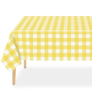 Yellow and White Checkered Tablecloth Yellow Plaid 3 Pack G4 Yellow Checkered - Picture 1 of 7
