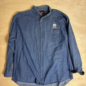 Pittsburgh Steelers Hemd Herren XL Vintage 90s Denim Heavy Logo Stickerei Wrangler - Bild 1 von 8