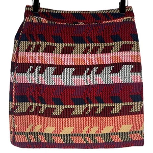 Maje Jakarto Rouge Mini Pencil Skirt in Red Jacquard Tweed Size FR 36 US S or 4 - Picture 1 of 9