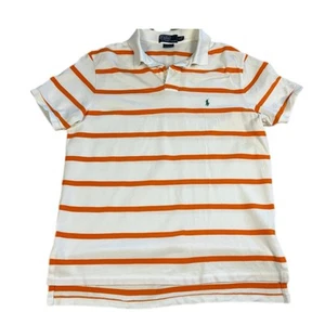 Polo Ralph Lauren Ajuste Personalizado Polo XL Blanco Naranja Rayas Verde Poni - Imagen 1 de 10