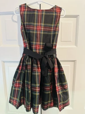 Jcrew Crewcuts Black/Red/Gold Tartan Plaid Holiday Christmas Dress Size 5 - Image 1 of 4