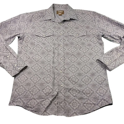 Camisa Vaquera Leyenda Para Hombres XL 48X33 Gris Cachemira Perla A Presión Vaquero Occidental Algodón Foto 1 de 4