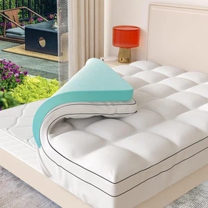 Memory Foam Mattress Topper King Size, Dual Layer 4 Inch Mattress Pad,2 Inch ... - Picture 1 of 7