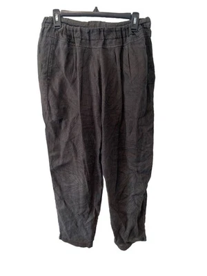 Black Crane 100% Linen Carpenter Pants High Waist Lagenlook Taper Sz S - Imagem 1 de 4