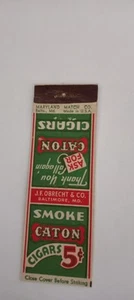 Caton Cigars J Obrecht Baltimore MD Matchcover Lot 618 - Picture 1 of 1
