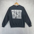 Vintage Vikings Sweatshirt Mens Small Black Silver Crewneck Pullover Graphic 90s