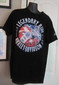 Harley Davidson Shirt Medium Black Legendary Ride Motorcycle Biker - Picture 1 of 7