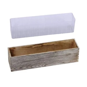 1 Pcs Wood Planter Box Rectangle Whitewashed Wooden Rectangular Planter Decor... - Picture 1 of 5