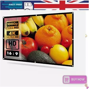 120" Portable Projector Screen 16:9 Pull Down Outdoor Home Movie Cinema Theater - Picture 1 of 21