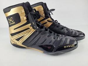 Sting Viper Boxing Shoes Boots Size US 10 UK 9 Black Gold Trainer Lace Up VGC