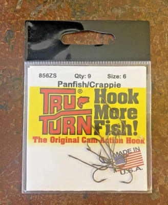 Tru-Turn Size 6 Panfish/Crappie Hooks (9) 856ZS Original Cam-Action Made In USA - Image 1 of 2