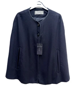 Abrigo Zara Negro Lana Mezcla Lana Capa Corta Talla Mediana Ref 8020 319 - Imagen 1 de 7