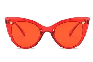 Large High Pointed Lolita Cat Eye Pinup Vintage Retro Style Sunglasses Red S98 - Picture 1 of 4