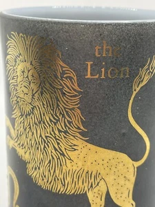 Vintage Federal Glass Zodiac Mug Leo The Lion Black and Gold Over Milk Glass - Picture 1 of 7