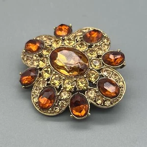 Broche Clásico Vintage LC Liz Claiborne Brillante Ámbar Perla Amarillo Estrás - Imagen 1 de 8