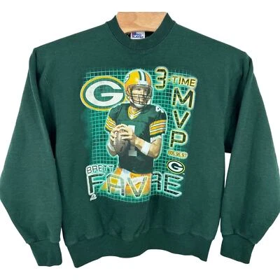 Винтажная мужская толстовка 1997 Green Bay Packers 3-Time MVP Brett Farve с круглым вырезом - Изображение 1 из 4