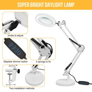 10X Lupe mit Licht und Ständer 2-in-1 stufenlos dimmbare LED Schreibtischlampe - Bild 1 von 16