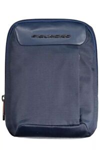 Piquadro Eco-Conscious Blue Shoulder Bag with Logo Men's Accent Authentic