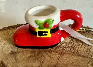2024 Mr Christmas Nostalgic Mini Mug Ceramic Ornament Retro Santa Boot 1.5" NEW - Picture 1 of 7