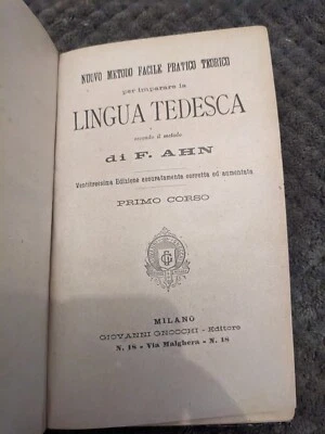Giovanni Gnocchi "Lingua Tedesca" WWII Era Italian Book - Image 1 of 4