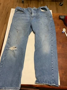 Vaqueros Wrangler para hombre etiqueta 34x29 azul corte vaquero grunge por desgaste - Imagen 1 de 8