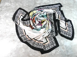 Chicos Bufanda Mujer Negro Blanco Grande Floral Cuadrado Cuello Corbata Cartera Deco 38X38 - Imagen 1 de 5
