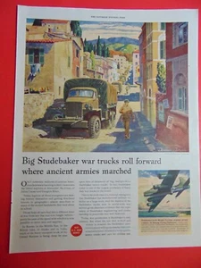 1944 Big Studebaker War Trucks & Plane Engines Segunda Guerra Mundial anuncio impreso artístico - Imagen 1 de 1