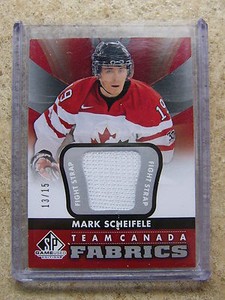 12-13 UD SPGU SP Game Used Team Canada Fabrics Fight Strap MARK SCHEIFELE /15