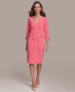 Donna Karan Women's 3/4-Sleeve Double-Breasted Blazer Dress - Rose Quart - SZ 12 - Bild 1 von 3