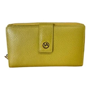 PORTAFOGLI DONNA Made Italy GENUINE LEATHER SCOMPARTI 11 CARD ZIP + PATTA YEL P9 - Imagen 1 de 7