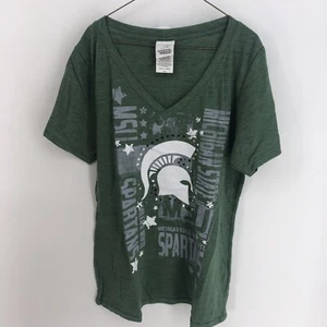 Neu mit Etikett Michigan State Spartans Damen grünes V-Ausschnitt T-Shirt Größen S/M/L/XL - Bild 1 von 6