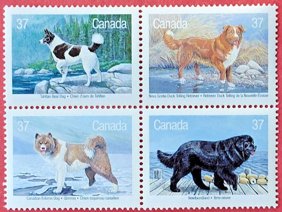 Canada Stamp #1220a (1217-1220) "Dogs of Canada" se-tenant BLK4 MNH 1988 - Image 1 of 1