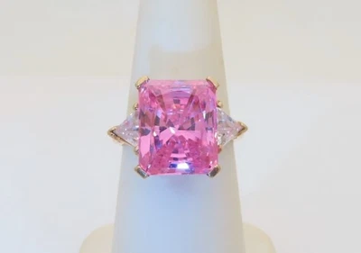 Anillos de zafiro rosa oro macizo rosa blanco zafiro anillo septiembre 10k EE. UU. 6 R1812 Foto 1 de 4