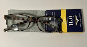 ICU Reading Glasses With Soft Case +1.75 Multicolor Frame Spring Hinges - Picture 1 of 8