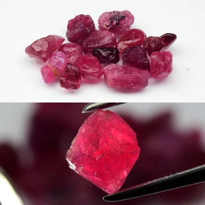 💎 Lote de 14 piezas de espinela rosa roja púrpura natural áspera de 20,21 quilates - gemas de Myanmar Foto 1 de 4