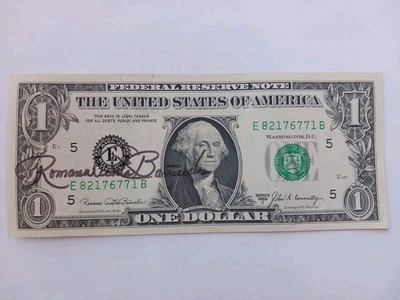 1969 C $1 Nota da Reserva Federal CORTESIA AUTÓGRAFO Tesouro - Imagem 1 de 2