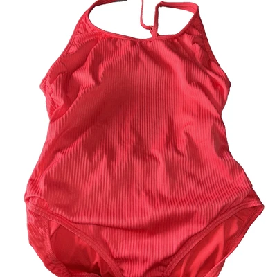 Michael Kors Ribbed One Piece Swimsuit Criscross Back Sz  14 Orange Beach Resort - Image 1 of 4