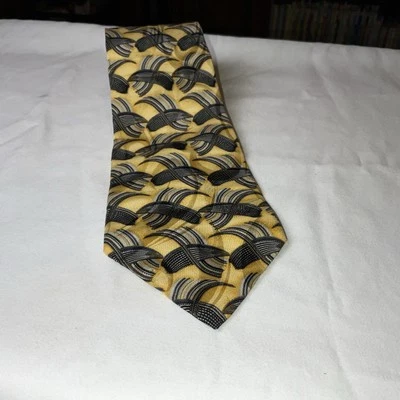 Wembley Classic 100% Silk Tie Yellow, Black Made USA NWOT Free Shipping - Image 1 of 4