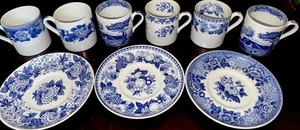 SPODE- Blue Italian/ The Blue Room Collection. Cups and Saucers Set of 9 - Picture 1 of 20