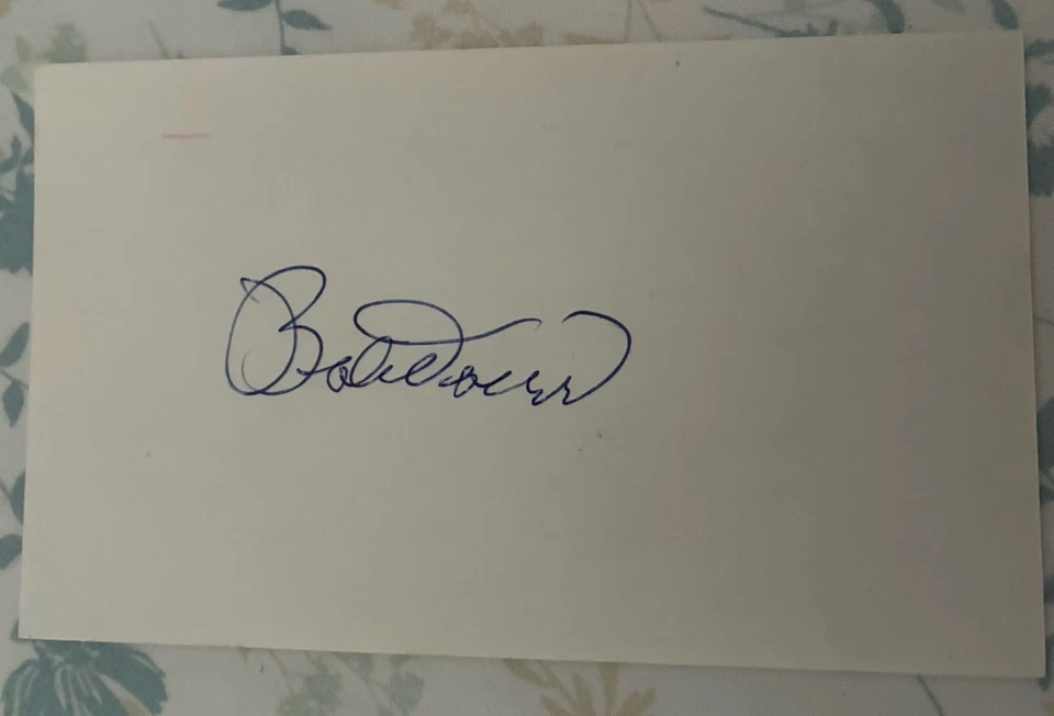 Bob Doerr autographed index card.   MLB HOFer.   - Image 1 of 1
