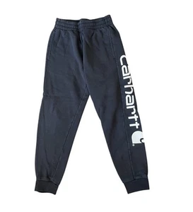 Carhartt Sweatpants Boys Medium  10-12 Black Jogger Pockets Big Logo Outdoor - Picture 1 of 8