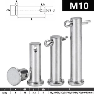 M10 Gabelzapfen Scharnierstift Haltestift A2 Edelstahl metrisch Takelzapfen - Bild 1 von 6