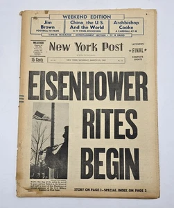 NY Post-President Eisenhower Death - 29. März 1969 - KOMPLETTE ZEITUNG - Bild 1 von 8