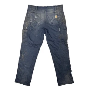 Carhartt Pantalone Carpentiere Uomo 34x32 Salopette Vestibilità Ben Indossato Blu Traforato - Foto 1 di 11