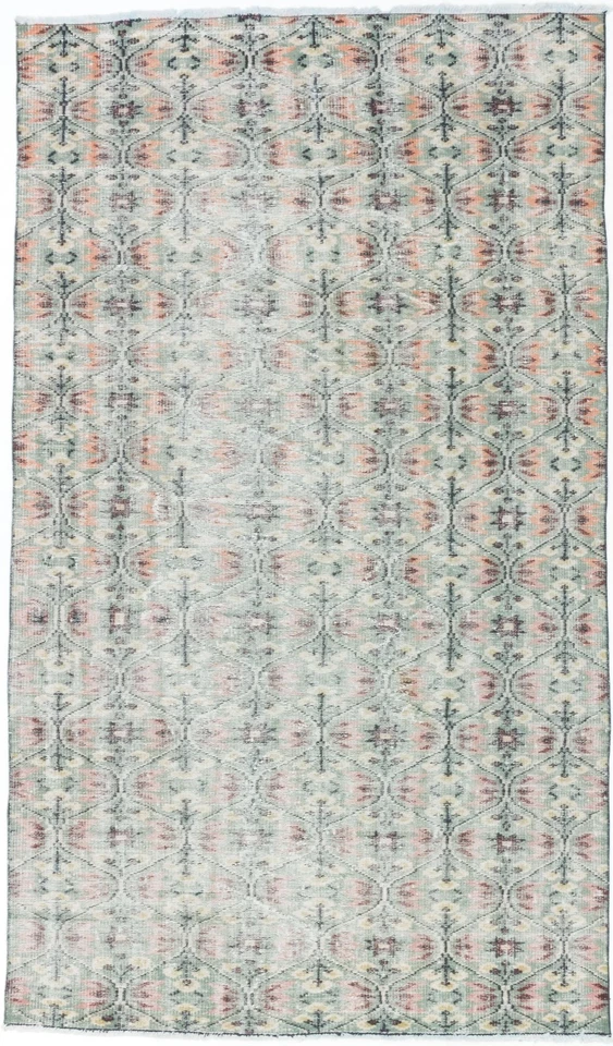 Alfombra de lana oriental anudada a mano vintage oliva tradicional 5'3" x 9'0" Foto 1 de 2