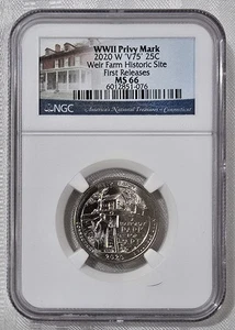 2020 W WEIR FARM Washington Quarter WWII V75 Privy NGC MS66 US 25c Combined Ship - Picture 1 of 2