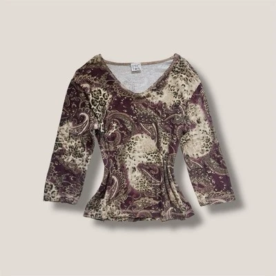 🥀👢 Top vintage y2k paisley leopardo borgoña talla grande Foto 1 de 4